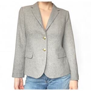 J. Crew Women's Gray Wool Blend Schoolboy Blazer Jacket Size 6 Preppy Classy